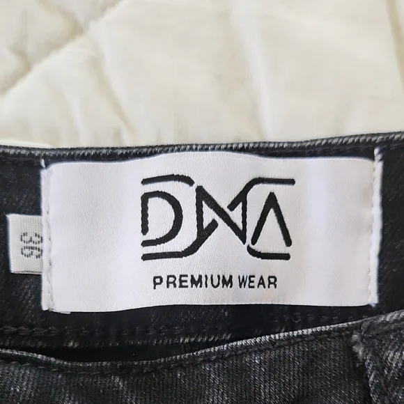 DNA Black Red Rhinestone Patchwork Distressed Jeans - Picture 3 of 9